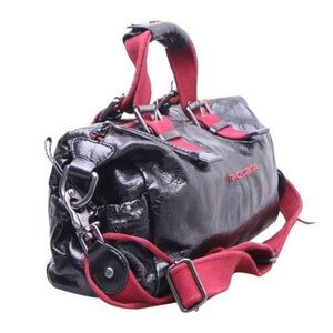 Francesco Biasia Red and Black Leather Hobo Designer Rare Bag